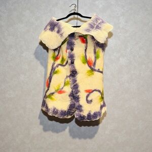 Colorful Artisan NUNO Felted Vest w/3 buttons Med